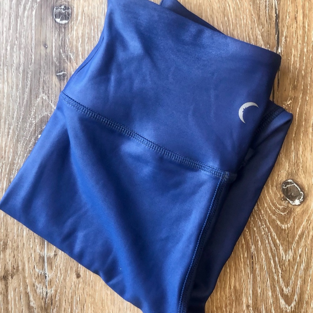 Zyia Active Dark Blue Sheen High Waisted Leggings Light N Tight sz 2